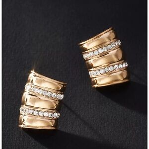 ANTHROPOLOGIE The Restored Vintage Collection: Crystal-Encrusted Curved Earrings